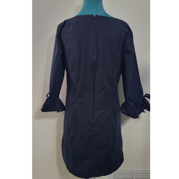 J. Crew Dress Womens Size 8 Ruffle Tie Sleeve Dress Black Modern Witchy Goth - Picture 4 of 8